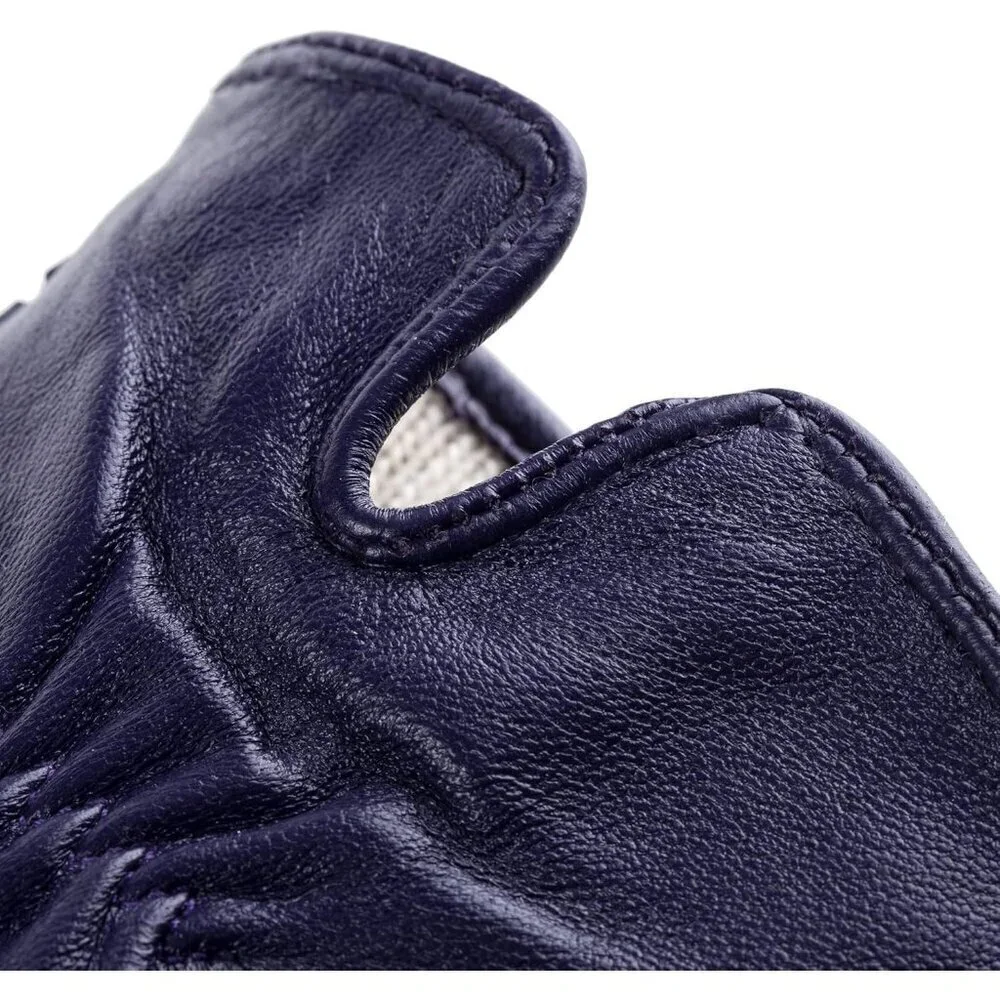 Women's Genuine Sheepskin Leather Gloves Winter Warm  Driving Gloves Purple
